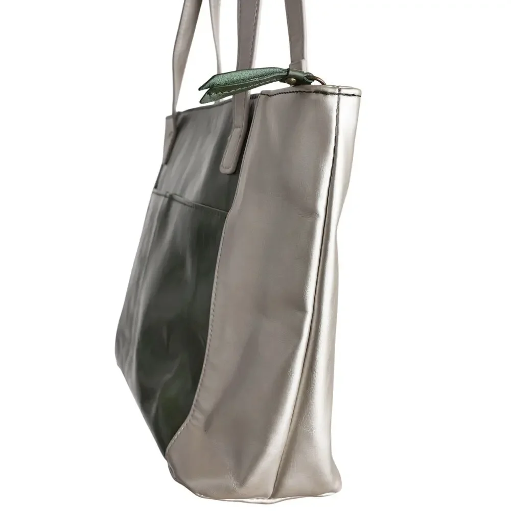 Green And Champagne Aurielle Leather Tote - 14W x 9H x 4.75D - Picture 5 of 11